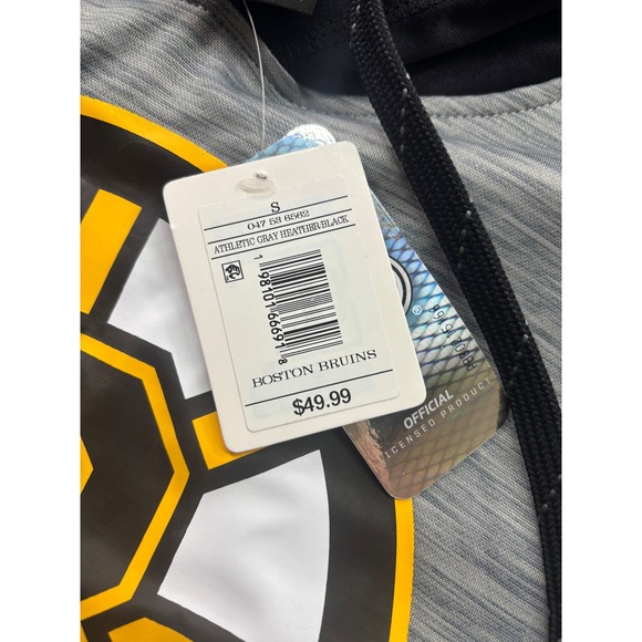 Boston Bruins NHL Hockey Performance Hoodie Athletic Gray Heather Black Size S - Picture 2 of 5
